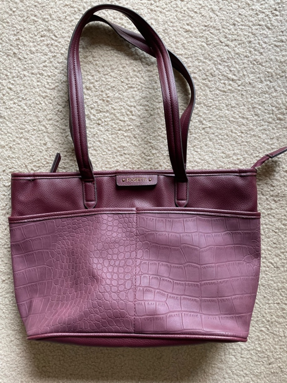 Rosetti Plum Croc-Effect Two-Tone Tote